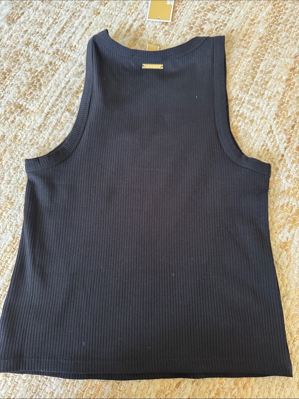 MICHAEL Michael Kors Black Ribbed Tank with Gold Studs - Picture 3 of 5